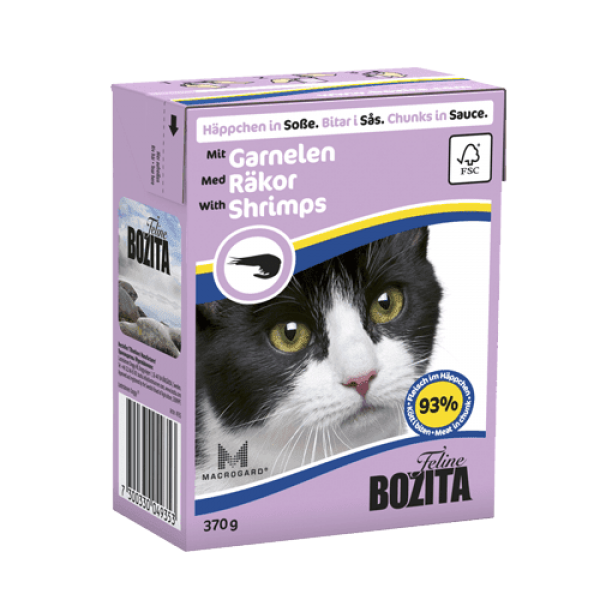 BOZITA FELINE ΜΕ ΓΑΡΙΔΕΣ 370GR υγρή τροφή-κονσέρβες γάτας Pet Shop Καλαματα