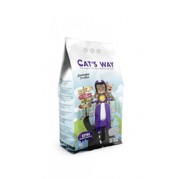 Cat's Way Μπετονίτης Άμμος Γάτας Λεβάντα Clumping 10lt άμμοι για γάτα Pet Shop Καλαματα