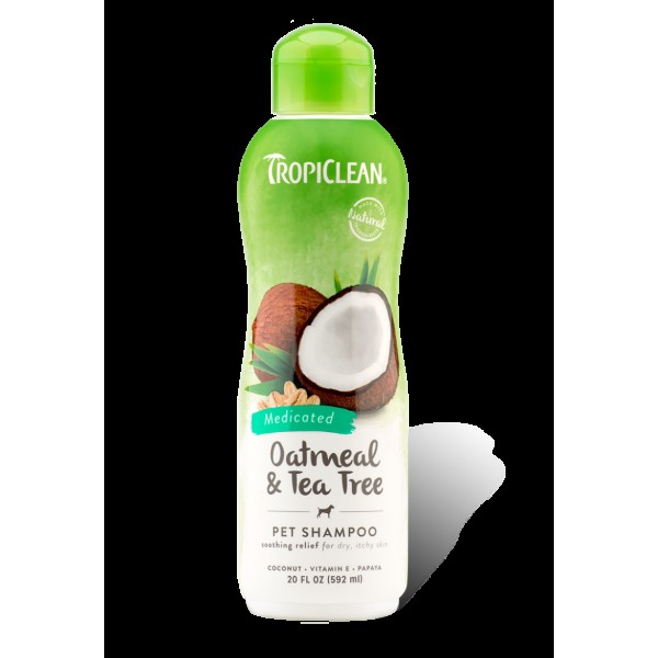 Tropiclean Oatmeal & Tea Tree - Medicated Shampoo Σαμπουάν σκύλου για ανακούφιση από τον κνησμό. 355ml περιποιηση-υγιεινη Pet Shop Καλαματα