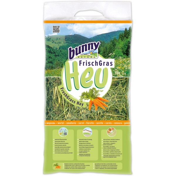 BUNNY ΧΟΡΤΟ ΤΡΩΚΤΙΚΩΝ  NATURE ALLGAU FRESHGRASS ΜΕ ΚΑΡΟΤΟ 500GR χόρτα Pet Shop Καλαματα