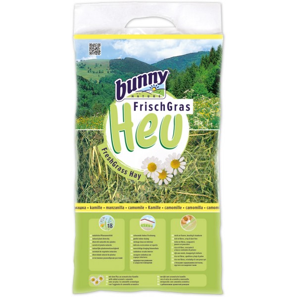 BUNNY ΧΟΡΤΟ ΤΡΩΚΤΙΚΩΝ NATURE ALLGAU FRESHGRASS ΜΕ ΧΑΜΟΜΗΛΙ 500GR χόρτα Pet Shop Καλαματα