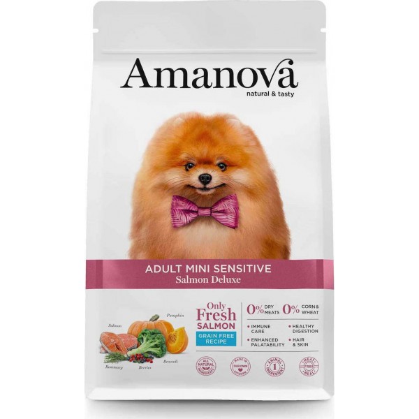 Amanova Adult Mini Sensitive 2kg Ξηρά Τροφή για Ενήλικους Σκύλους χωρίς Σιτηρά με Σολομό ξηρα τροφη σκυλου Pet Shop Καλαματα