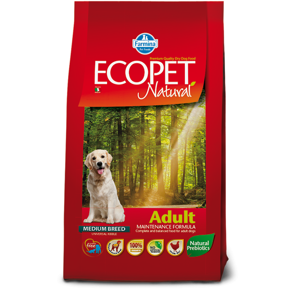 ECOPET ADULT MEDIUM +2kg ΔΏΡΟ ξηρα τροφη σκυλου Pet Shop Καλαματα