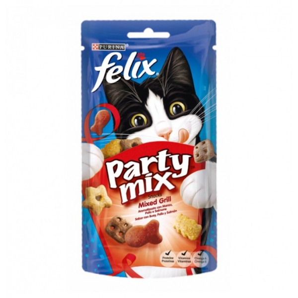 ΛΙΧΟΥΔΙΑ ΓΑΤΑΣ FELIX PARTY MIX SNACKS - MIXEDGRILL 60GR λιχουδιές γάτας Pet Shop Καλαματα