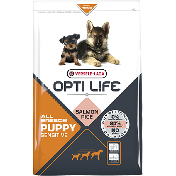 Opti Life Puppy Sensitive 12,5kg breeds  ξηρα τροφη σκυλου Pet Shop Καλαματα