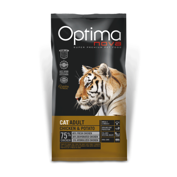 Optima Nova Cat Adult Chicken & Potato -2kg ξηρά τροφή γάτας Pet Shop Καλαματα